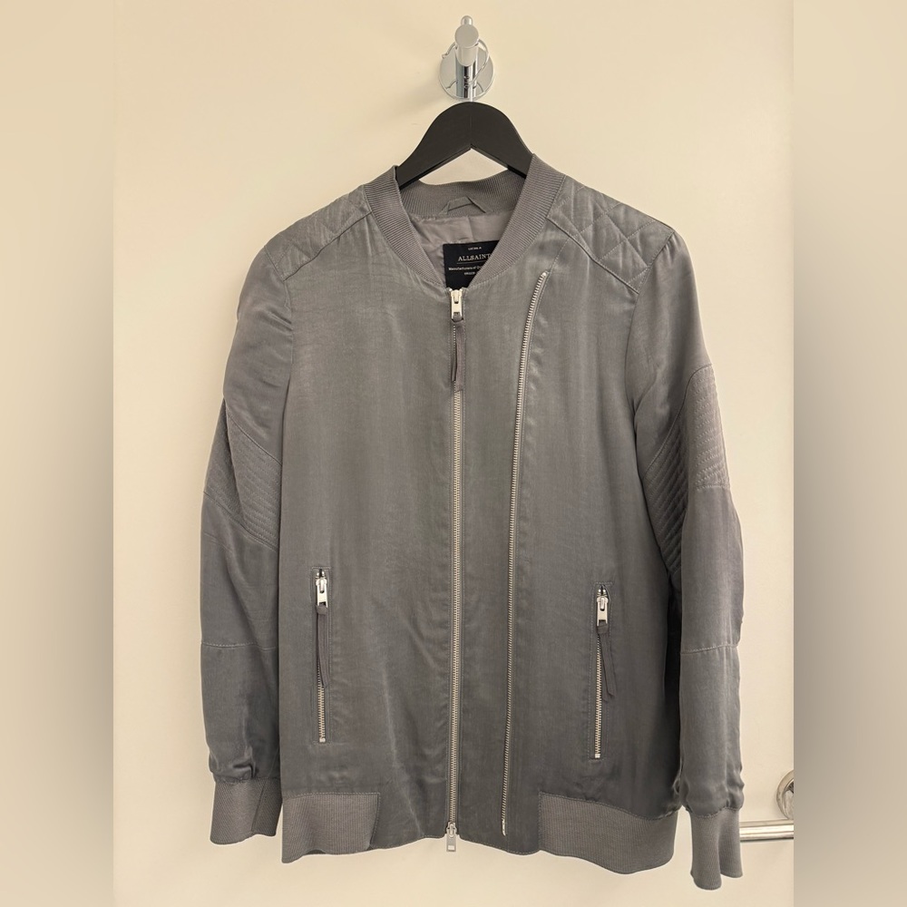 Silver All Saints Bomber Jacket